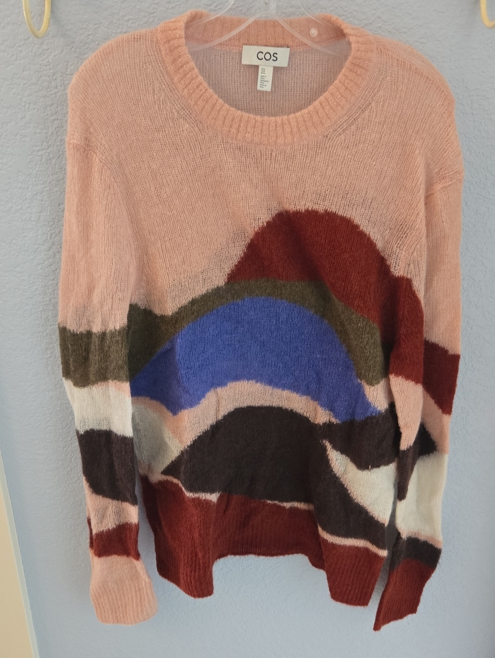 COS Pink Abstract Multi-Color Crewneck Sweater